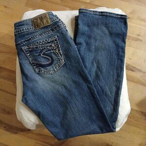 Y2K aesthetic Suki Mid-Rise, Flare-Leg Silver Jeans Size 29x31